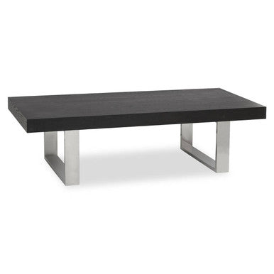 Orsina Ulmus Black Elm Wood Rectangular Coffee Table with Metal Legs