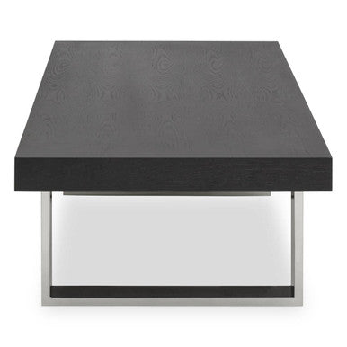 Orsina Ulmus Black Elm Wood Rectangular Coffee Table with Metal Legs