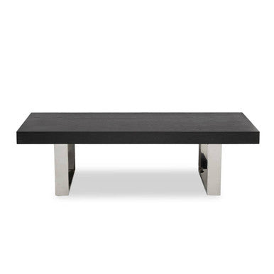 Orsina Ulmus Black Elm Wood Rectangular Coffee Table with Metal Legs