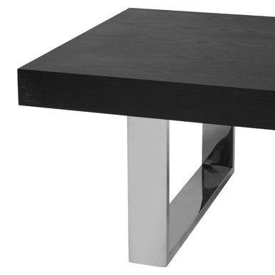 Orsina Ulmus Black Elm Wood Rectangular Coffee Table with Metal Legs