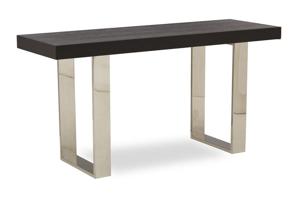 Orsina Ulmus Black Elm Wood Console Table with Stainless Steel Legs