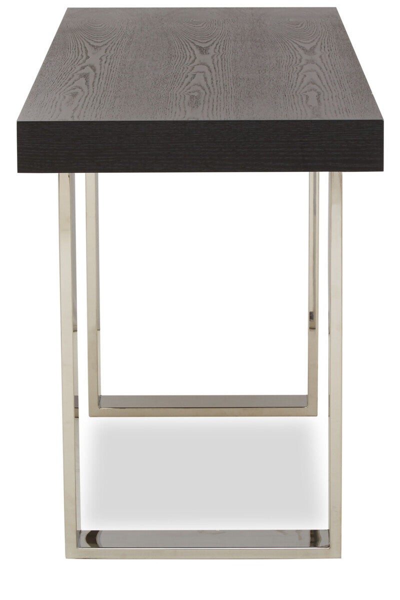 Orsina Ulmus Black Elm Wood Console Table with Stainless Steel Legs