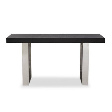 Orsina Ulmus Black Elm Wood Console Table with Stainless Steel Legs