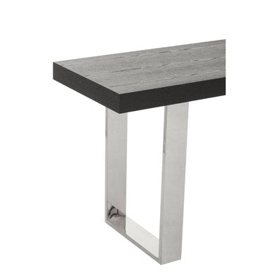Orsina Ulmus Black Elm Wood Console Table with Stainless Steel Legs