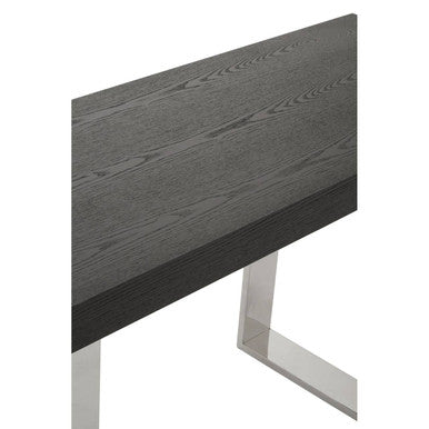 Orsina Ulmus Black Elm Wood Console Table with Stainless Steel Legs