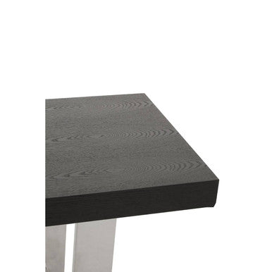 Orsina Ulmus Black Elm Wood Console Table with Stainless Steel Legs