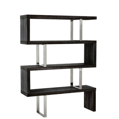 Orsina Ulmus 4-Tier Industrial Bookshelf | Black Elm Wood & Metal