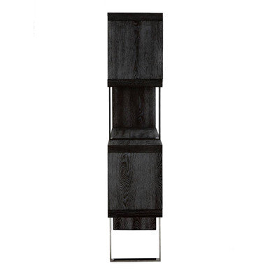 Orsina Ulmus 4-Tier Industrial Bookshelf | Black Elm Wood & Metal