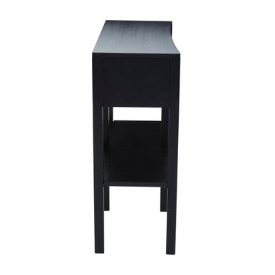 Orsina Corso Black Console Table with 2 Rattan Drawers and Shelf