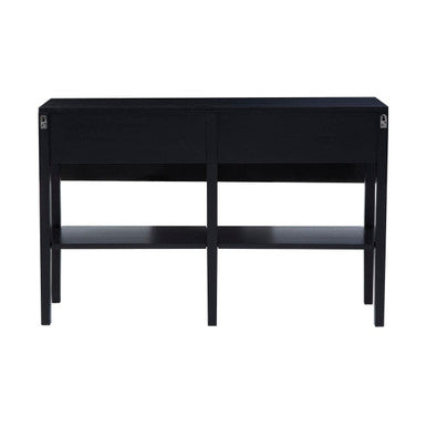 Orsina Corso Black Console Table with 2 Rattan Drawers and Shelf