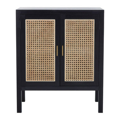 Orsina Corso Black Sideboard | Two Rattan Doors & Woven Cane Storage