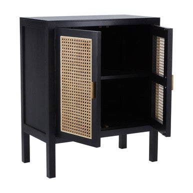 Orsina Corso Black Sideboard | Two Rattan Doors & Woven Cane Storage
