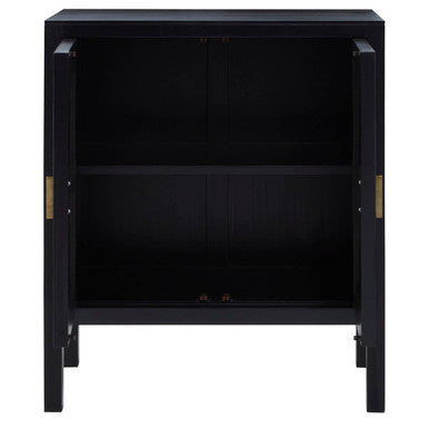 Orsina Corso Black Sideboard | Two Rattan Doors & Woven Cane Storage