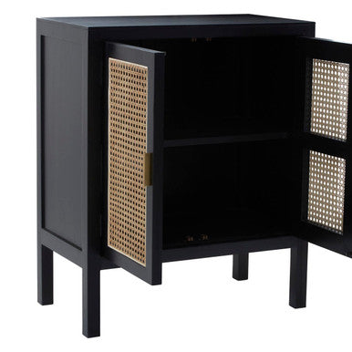 Orsina Corso Black Sideboard | Two Rattan Doors & Woven Cane Storage