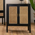 Orsina Corso Black Sideboard | Two Rattan Doors & Woven Cane Storage