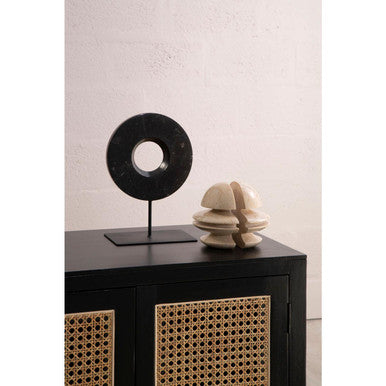Orsina Corso Black Sideboard | Two Rattan Doors & Woven Cane Storage