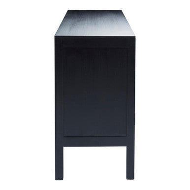 Orsina Corso Black Sideboard | 3 Rattan Doors Modern Storage Cabinet