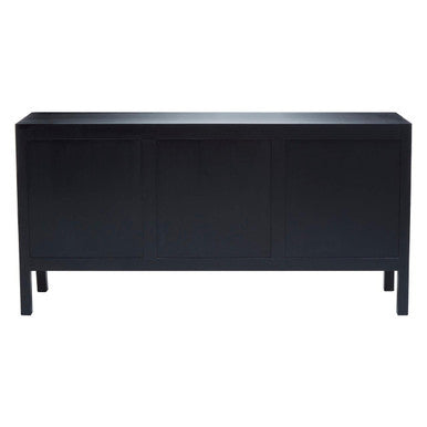 Orsina Corso Black Sideboard | 3 Rattan Doors Modern Storage Cabinet