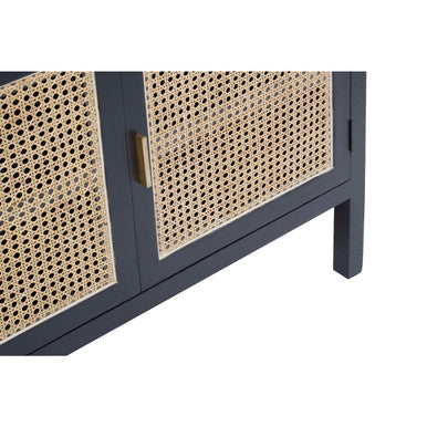 Orsina Corso Black Sideboard | 3 Rattan Doors Modern Storage Cabinet
