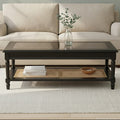 Orsina Corso Coffee Table | Black Glass Top with Rattan Shelf