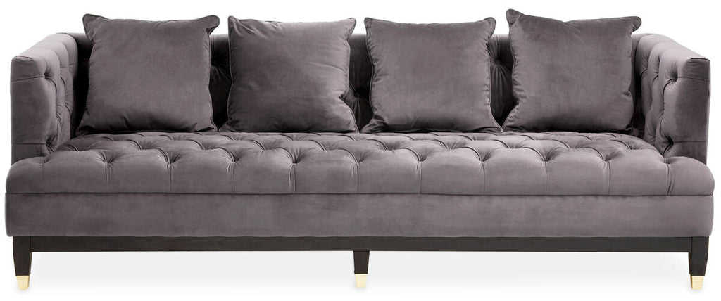Orsina Sefira 3-Seater Fabric Sofa – Viola Pirate Grey Button Tufted