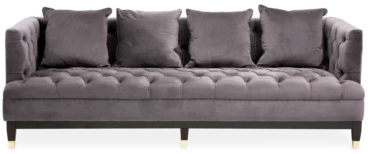 Orsina Sefira 3-Seater Fabric Sofa – Viola Pirate Grey Button Tufted