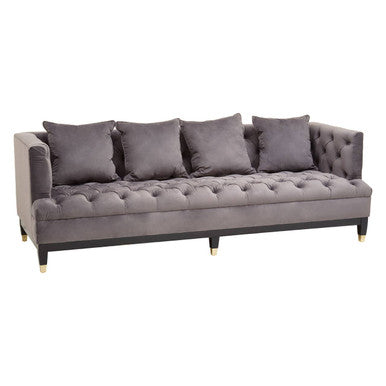 Orsina Sefira 3-Seater Fabric Sofa – Viola Pirate Grey Button Tufted
