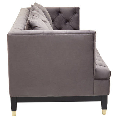 Orsina Sefira 3-Seater Fabric Sofa – Viola Pirate Grey Button Tufted