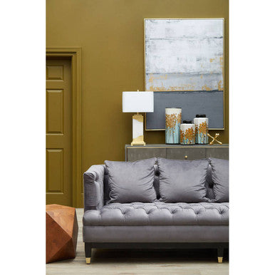 Orsina Sefira 3-Seater Fabric Sofa – Viola Pirate Grey Button Tufted