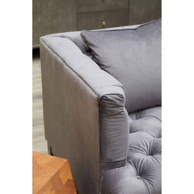 Orsina Sefira 3-Seater Fabric Sofa – Viola Pirate Grey Button Tufted