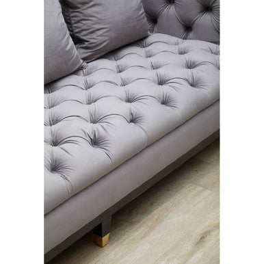 Orsina Sefira 3-Seater Fabric Sofa – Viola Pirate Grey Button Tufted