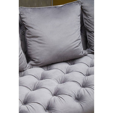 Orsina Sefira 3-Seater Fabric Sofa – Viola Pirate Grey Button Tufted