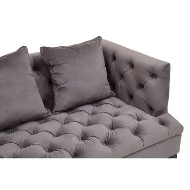 Orsina Sefira 3-Seater Fabric Sofa – Viola Pirate Grey Button Tufted