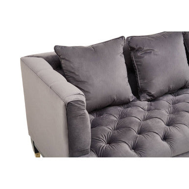 Orsina Sefira 3-Seater Fabric Sofa – Viola Pirate Grey Button Tufted
