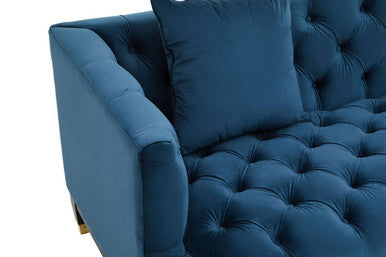 Orsina Sefira 2 Seater Navy Fabric Sofa | Tufted Modern Loveseat