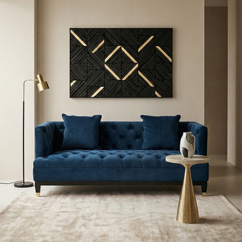 Orsina Sefira 2 Seater Navy Fabric Sofa | Tufted Modern Loveseat