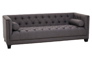 Orsina Surina 3 Seater Grey Fabric Sofa | Tufted Modern Classic Lounge