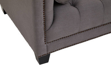 Orsina Surina 3 Seater Grey Fabric Sofa | Tufted Modern Classic Lounge