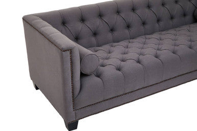 Orsina Surina 3 Seater Grey Fabric Sofa | Tufted Modern Classic Lounge