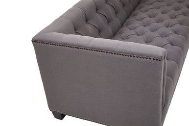 Orsina Surina 3 Seater Grey Fabric Sofa | Tufted Modern Classic Lounge