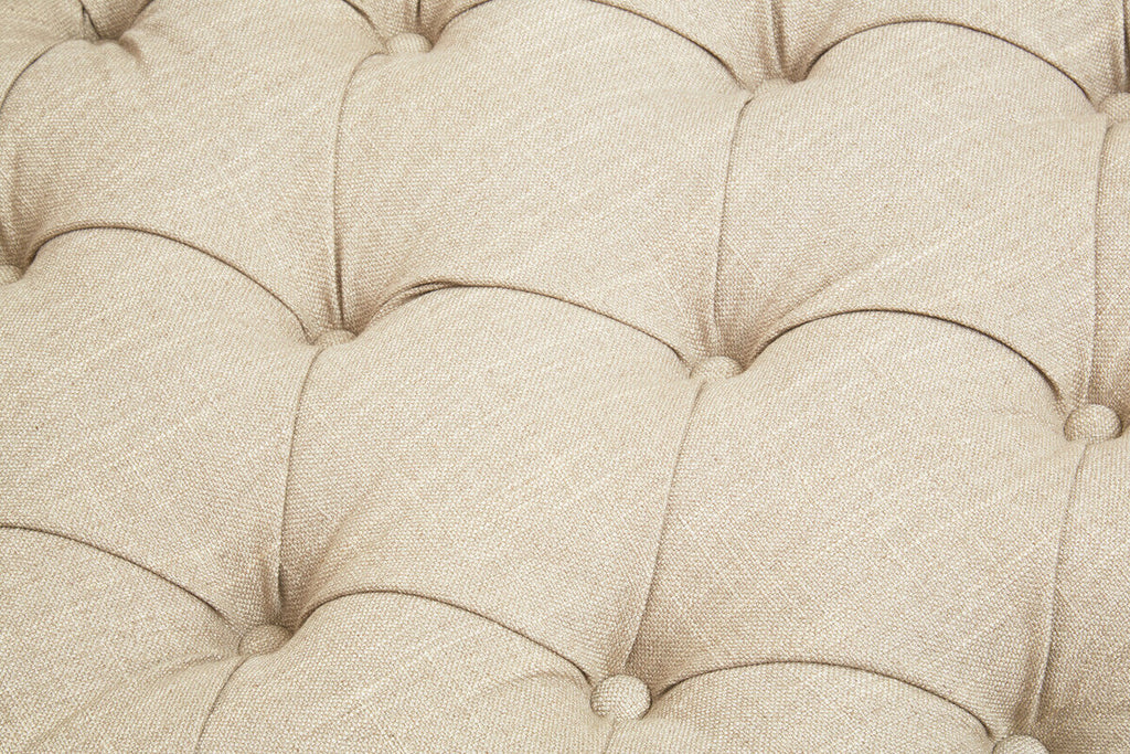Orsina Surina 3 Seater Stone Fabric Sofa – Button Tufted Traditional