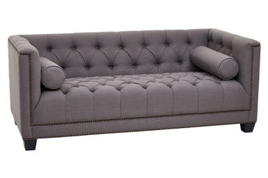 Orsina Surina 2 Seater Grey Fabric Sofa – Tufted Compact Couch