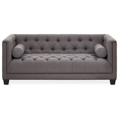 Orsina Surina 2 Seater Grey Fabric Sofa – Tufted Compact Couch