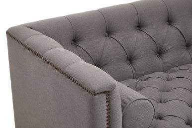 Orsina Surina 2 Seater Grey Fabric Sofa – Tufted Compact Couch