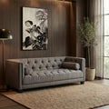 Orsina Surina 2 Seater Grey Fabric Sofa – Tufted Compact Couch