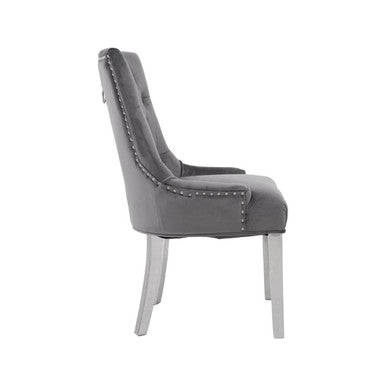 Orsina Richmond Grey Velvet Dining Chair – Tufted Button Back Seat