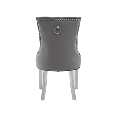 Orsina Richmond Grey Velvet Dining Chair – Tufted Button Back Seat