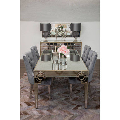 Orsina Richmond Grey Velvet Dining Chair – Tufted Button Back Seat