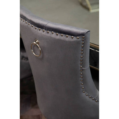 Orsina Richmond Grey Velvet Dining Chair – Tufted Button Back Seat