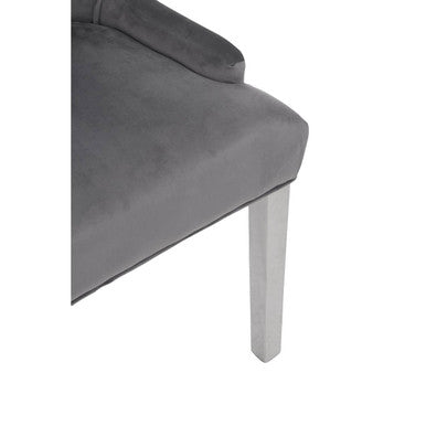 Orsina Richmond Grey Velvet Dining Chair – Tufted Button Back Seat